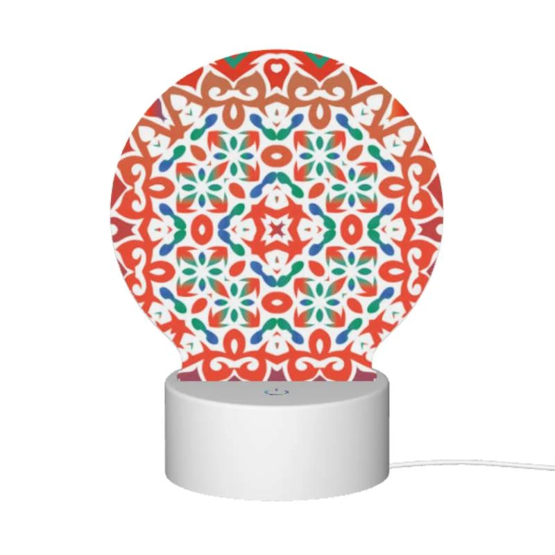 Round Acrylic Night Light, A colorful and intricate design on a red background. Round Acrylic Night Light, A Colorful And Intricate Design On A Red Background. -Pattern Night Light 005ed8567442e77e7e39fb097dbd5a53364ebf3b