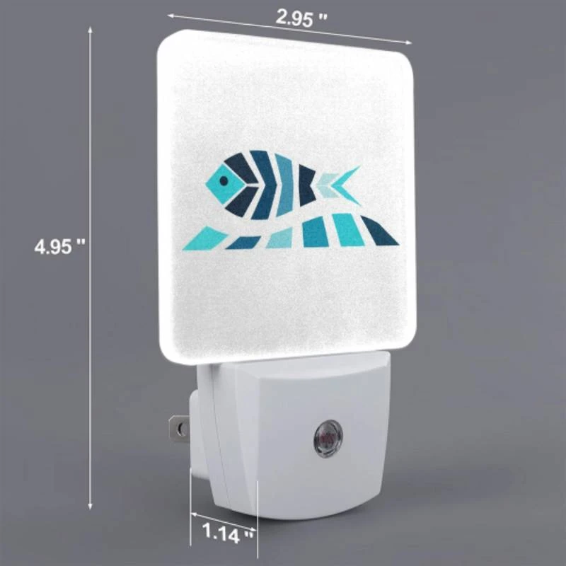 Night Light Set of 2, A blue and white fish with a yellow eye. Night Light Set Of 2, A Blue And White Fish With A Yellow Eye. -Pattern Night Light 00b31d06779e4ec08cf7be6b658643f7a16f394c