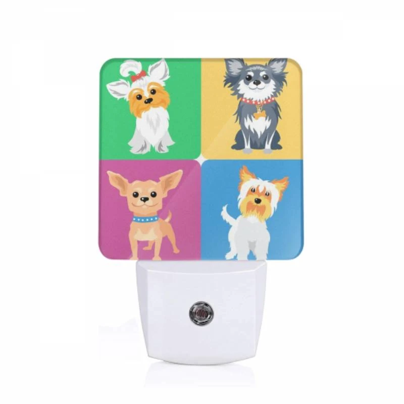 Night Light, Four different colored dogs are shown in a square. Night Light, Four Different Colored Dogs Are Shown In A Square. -Pattern Night Light 011ba27ca39b7cb09839afd471290ff9c8b14d6d