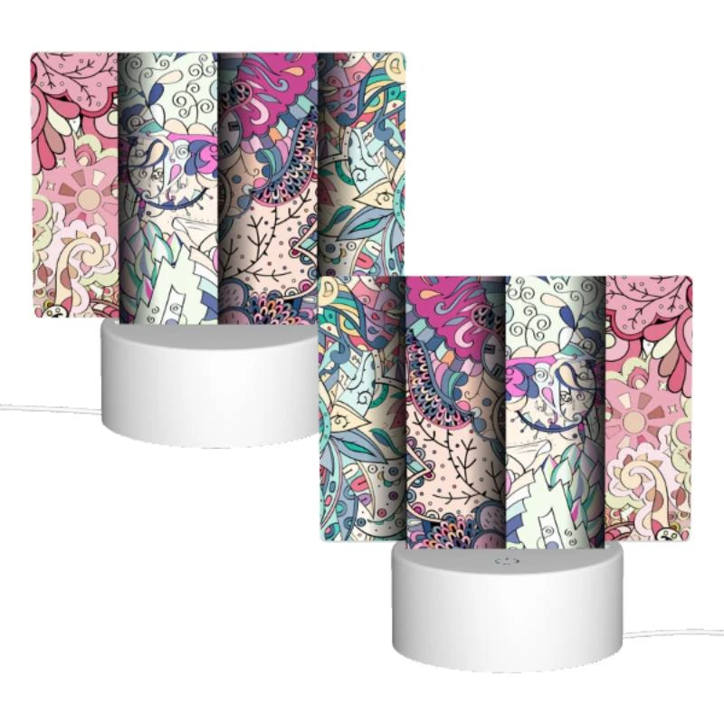 Rectangular Acrylic Night Light, Four different colored designs of flowers. Rectangular Acrylic Night Light, Four Different Colored Designs Of Flowers. -Pattern Night Light 0148f7bb578bc4b9626c888f47ff14b58cbb18db