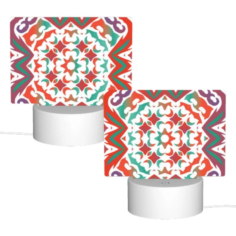Rectangular Acrylic Night Light, A colorful and intricate design on a red background. Rectangular Acrylic Night Light, A Colorful And Intricate Design On A Red Background. -Pattern Night Light 014a7fbdabff48929b2d59ead822d3f92cc162b4