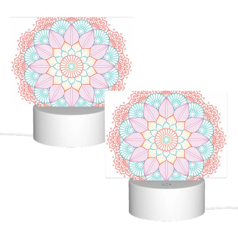 Rectangular Acrylic Night Light, A colorful flower design with a pink and blue color scheme. Rectangular Acrylic Night Light, A Colorful Flower Design With A Pink And Blue Color Scheme. -Pattern Night Light 0184ea86a72ce25a74353a52130faa319ba347b9