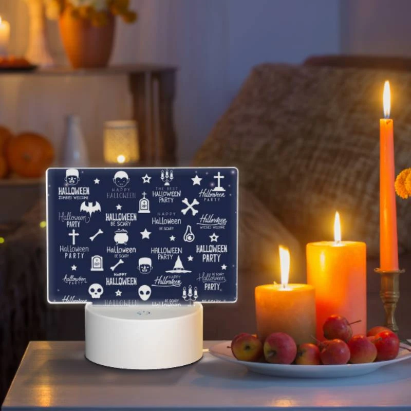 Rectangular Acrylic Night Light, A collection of Halloween party elements. Rectangular Acrylic Night Light, A Collection Of Halloween Party Elements. -Pattern Night Light 018c1b92332e658fec3b039feb054e26383e8b64