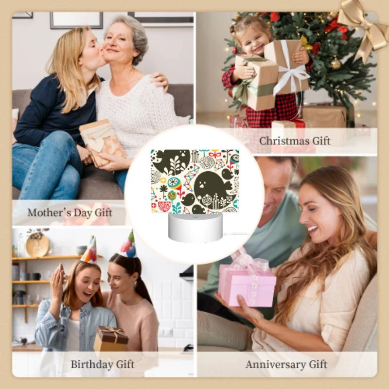 Rectangular Acrylic Night Light, A colorful bird pattern with a black bird in the center. Rectangular Acrylic Night Light, A Colorful Bird Pattern With A Black Bird In The Center. -Pattern Night Light 01b20137e7010296c8494536cb9f8b7f90c58aaa