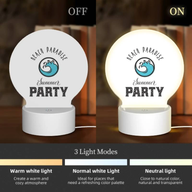 Round Acrylic Night Light, A logo for a beach party. Round Acrylic Night Light, A Logo For A Beach Party. -Pattern Night Light 01f3fa3bb7691af3471dc930765135d35d5bfd4e