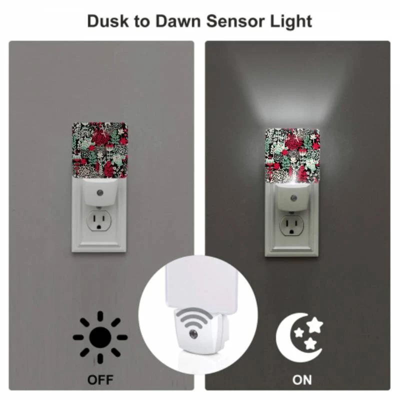 Night Light Set of 2, A colorful floral pattern with a bird and a red apple. Night Light Set Of 2, A Colorful Floral Pattern With A Bird And A Red Apple. -Pattern Night Light 029a65f068a9be4ac74f3242b6d93b25215aa7e7