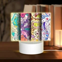 Rectangular Acrylic Night Light, Three Colorful Paintings Are Displayed Side By Side.