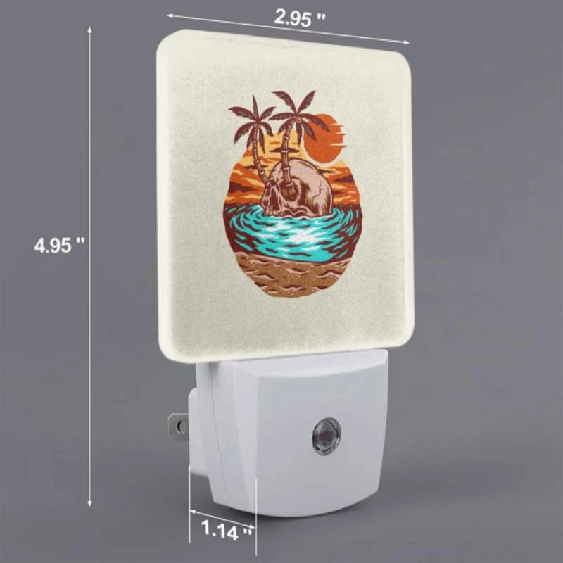 Night Light Set of 2, A skeleton is sitting on a skull in the ocean. Night Light Set Of 2, A Skeleton Is Sitting On A Skull In The Ocean. -Pattern Night Light 03d5502a97009acbbd174019e7bdfa8f5d6bba6d