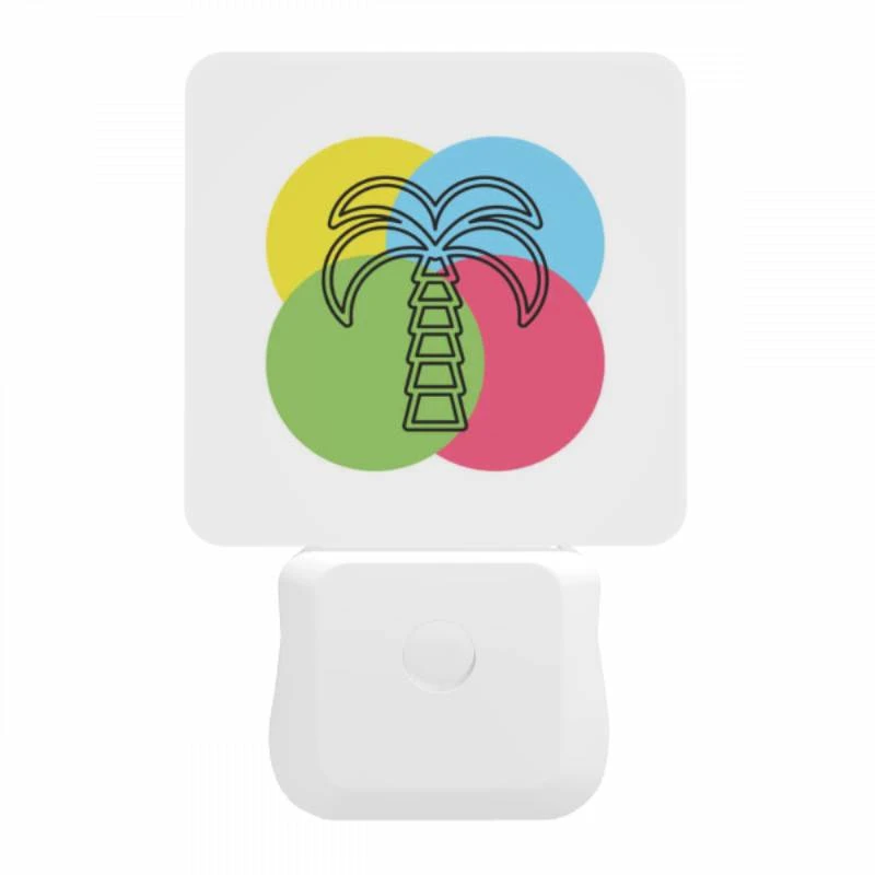 Night Light, A colorful circle with a palm tree in the center. Night Light, A Colorful Circle With A Palm Tree In The Center. -Pattern Night Light 03f8630a7ce4973c9178ed75269fc80da75bd333