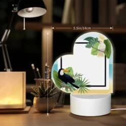 Love Acrylic Night Light, A Black And White Bird Is Sitting On A Branch In Front Of A White Background. -Pattern Night Light 04018d6d41ca50641f4ebde6e048292a55fc0de7