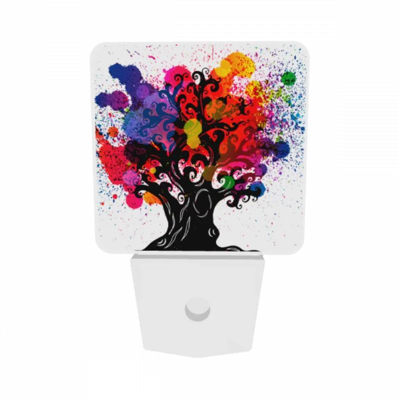 Night Light Set of 2, A tree with a lot of colorful paint on it. Night Light Set Of 2, A Tree With A Lot Of Colorful Paint On It. -Pattern Night Light 051e981a6b37d7298f77c869caf9323ac58553a9