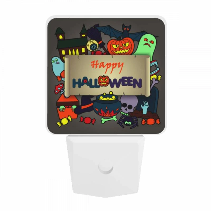Night Light, A colorful Halloween sign with a variety of Halloween decorations. Night Light, A Colorful Halloween Sign With A Variety Of Halloween Decorations. -Pattern Night Light 05206f29d1f377ffc8d4dbf63bd44e61ffd359d0