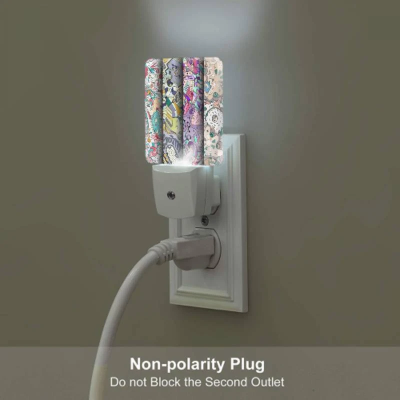 Night Light Set of 2, Four colorful designs are displayed in a row. Night Light Set Of 2, Four Colorful Designs Are Displayed In A Row. -Pattern Night Light 056024ee5d843a204101d0c585c54d396c06f79c