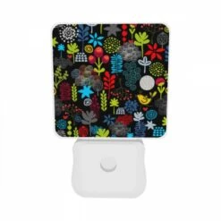 Night Light Set Of 2, A Colorful Flower Pattern With A Bird In The Middle. 9 Night Light Set Of 2, A Colorful Flower Pattern With A Bird In The Middle. -Pattern Night Light 056522e34adee9a10879d562fa875a14d576ae40