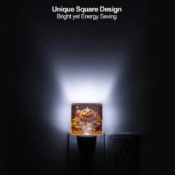 Night Light Set Of 2, A Pumpkin With A Scary Face Is Surrounded By A Bunch Of Candy Pumpkins. 5 Night Light Set Of 2, A Pumpkin With A Scary Face Is Surrounded By A Bunch Of Candy Pumpkins. -Pattern Night Light 05afc44e55d82aa5f09cf10a22e0c65d94b82a28