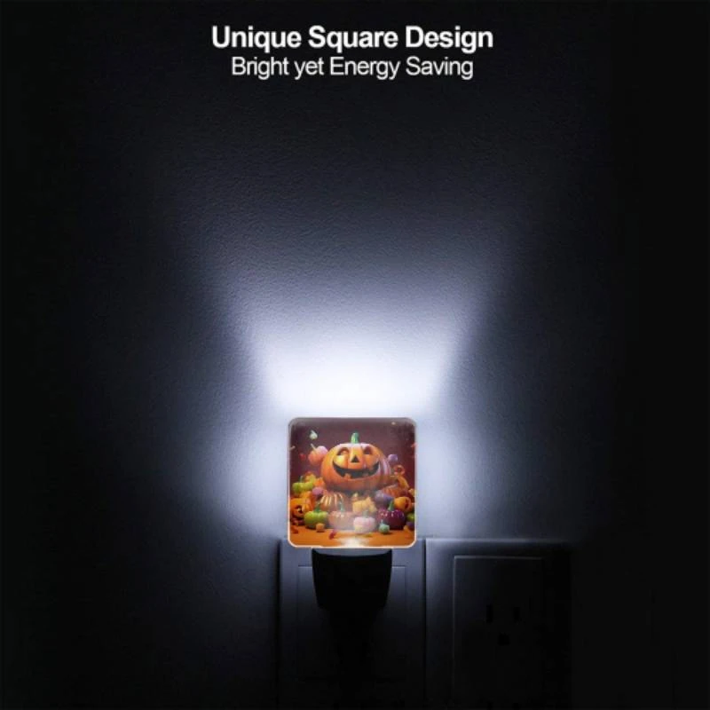 Night Light Set of 2, A pumpkin with a scary face is surrounded by a bunch of candy pumpkins. Night Light Set Of 2, A Pumpkin With A Scary Face Is Surrounded By A Bunch Of Candy Pumpkins. -Pattern Night Light 05afc44e55d82aa5f09cf10a22e0c65d94b82a28