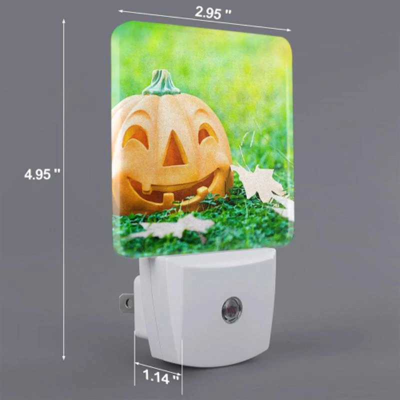 Night Light, A fake pumpkin with a smile on it sits on the grass. Night Light, A Fake Pumpkin With A Smile On It Sits On The Grass. -Pattern Night Light 05d17711fc2eee09f7f9533fd71c606307abcf6c