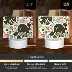 Rectangular Acrylic Night Light, A Colorful Bird Pattern With A Black Bird In The Center. 4 Rectangular Acrylic Night Light, A Colorful Bird Pattern With A Black Bird In The Center. -Pattern Night Light 05f6703a4aeffc29a7938d5af8c9b91b6cee1378