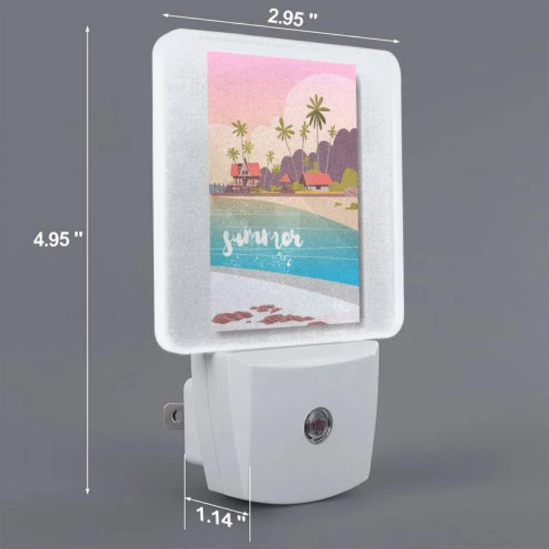 Night Light, A colorful cartoon of a beach with a house and palm trees. Night Light, A Colorful Cartoon Of A Beach With A House And Palm Trees. -Pattern Night Light 0621f3aaf8c4a28040b04f9e7c8a30bc9ef34677