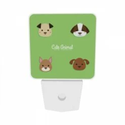 Night Light Set Of 2, Four Different Colored Dogs Are Shown On A Green Background. 8 Night Light Set Of 2, Four Different Colored Dogs Are Shown On A Green Background. -Pattern Night Light 068dc5da11be759ee029a03b56490e91281655c0