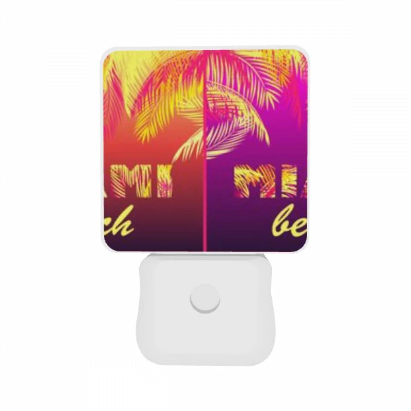Night Light Set of 2, Two pictures of palm trees with the word Miami written on them. Night Light Set Of 2, Two Pictures Of Palm Trees With The Word Miami Written On Them. -Pattern Night Light 072dd399c7397e99e28c5151910a13bd746ece1b