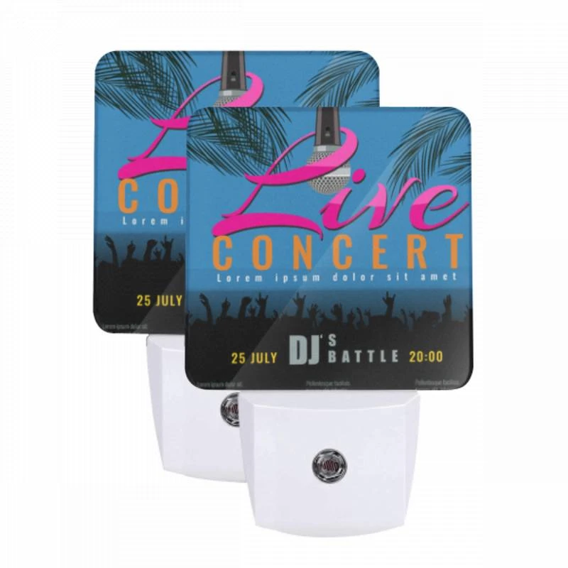 Night Light Set of 2, A poster advertising a live concert. Night Light Set Of 2, A Poster Advertising A Live Concert. -Pattern Night Light 085be485b2d452404d5234c510c009dd894947f0