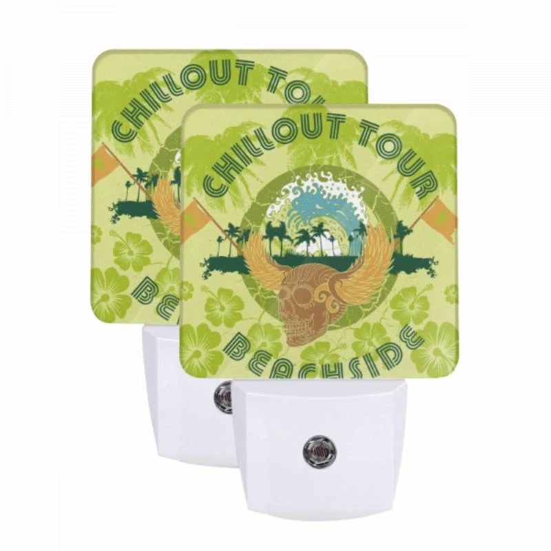 Night Light Set of 2, A colorful advertisement for a beachside tour. Night Light Set Of 2, A Colorful Advertisement For A Beachside Tour. -Pattern Night Light 087e3acf446f714b5aa75c410758987ebdbb8809