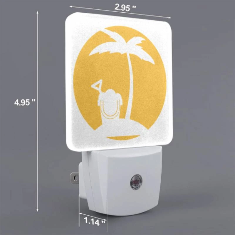 Night Light, A yellow circle with a toothbrush and a palm tree. Night Light, A Yellow Circle With A Toothbrush And A Palm Tree. -Pattern Night Light 08c497d6ca3ddd7dd876c060ed00c9f22600dd28