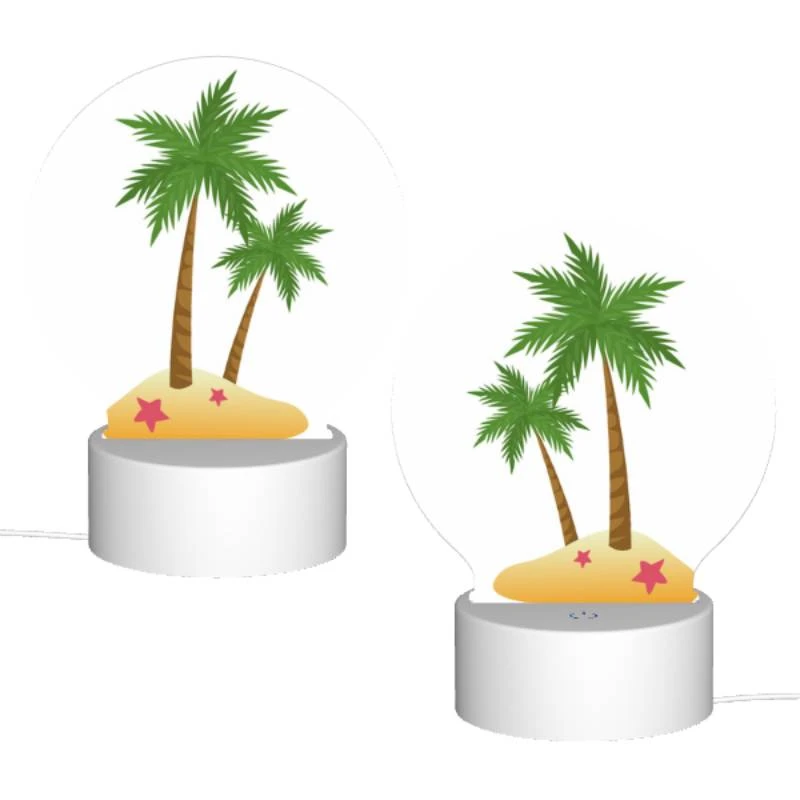 Round Acrylic Night Light, A green palm tree on a sandy beach. Round Acrylic Night Light, A Green Palm Tree On A Sandy Beach. -Pattern Night Light 08d415aa331b5c8884f2564f7df2b127c8b6e15a
