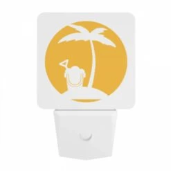 Night Light, A Yellow Circle With A Toothbrush And A Palm Tree. 9 Night Light, A Yellow Circle With A Toothbrush And A Palm Tree. -Pattern Night Light 09758e7cee2e7b4d8de172910eb5cdab76d86d18
