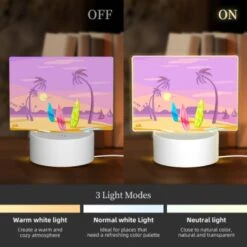 Rectangular Acrylic Night Light, A Beach Scene With Palm Trees 4 Rectangular Acrylic Night Light, A Beach Scene With Palm Trees -Pattern Night Light 09832c3b66a47d9e0efdc56e134a7a4fb099f0ca