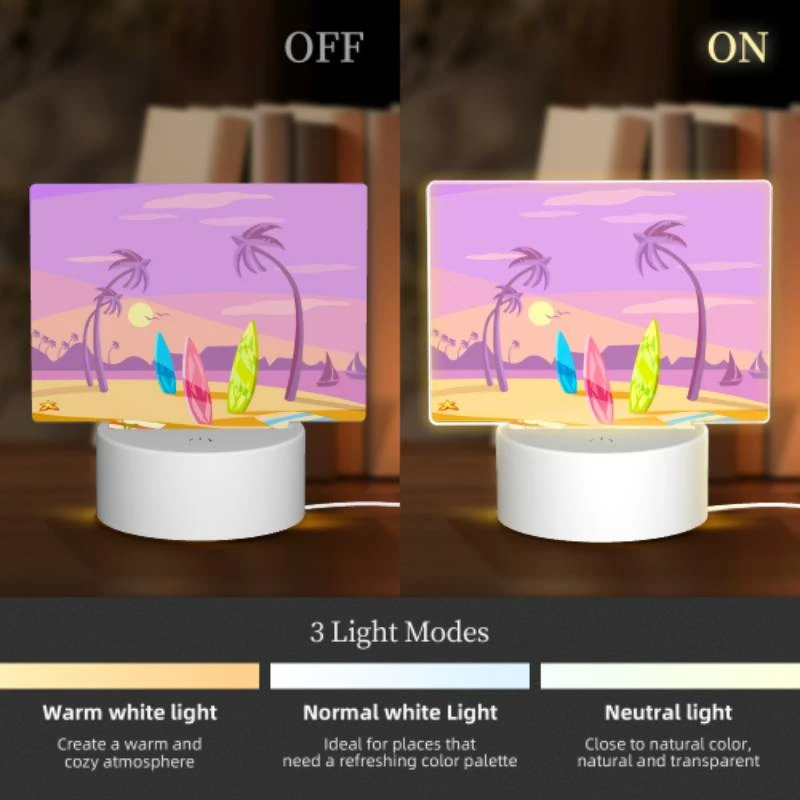 Rectangular Acrylic Night Light, A beach scene with palm trees Rectangular Acrylic Night Light, A Beach Scene With Palm Trees -Pattern Night Light 09832c3b66a47d9e0efdc56e134a7a4fb099f0ca
