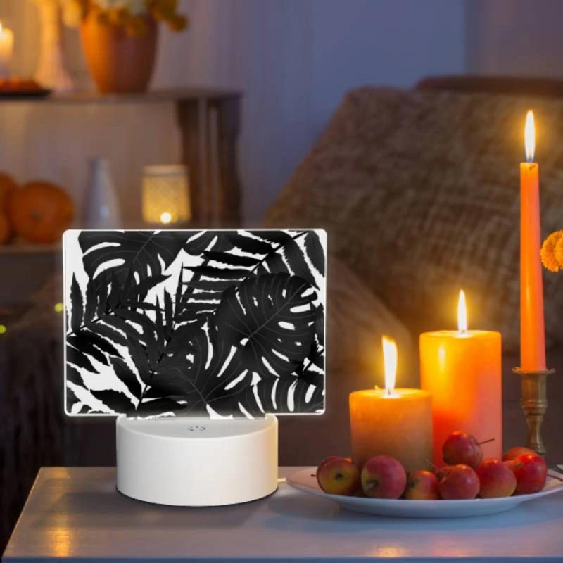 Rectangular Acrylic Night Light, A close up of a leafy plant with a black background. Rectangular Acrylic Night Light, A Close Up Of A Leafy Plant With A Black Background. -Pattern Night Light 09bafff045025e206ba28a65c26ce3f6f9d28083