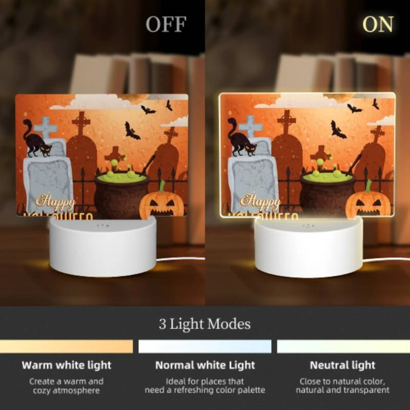 Rectangular Acrylic Night Light, A Halloween poster with a cat Rectangular Acrylic Night Light, A Halloween Poster With A Cat -Pattern Night Light 0a434921949b80e32a1dc58bbcfea7eb00c92995