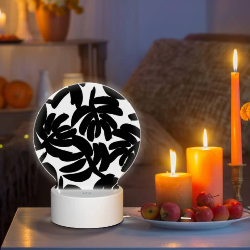 Round Acrylic Night Light, A black and white painting of a bunch of bananas. Round Acrylic Night Light, A Black And White Painting Of A Bunch Of Bananas. -Pattern Night Light 0ac36966dd289ff285ea0f12dd5a76f18b1a6371