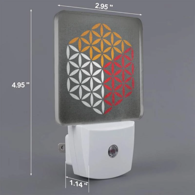 Night Light Set of 2, A geometric design with red and orange colors. Night Light Set Of 2, A Geometric Design With Red And Orange Colors. -Pattern Night Light 0ad54502b6d7159647b00989d4ed9810fed042ba