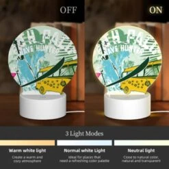 Round Acrylic Night Light, A Surfboard With A Skeleton On It Is Next To A Bus. 4 Round Acrylic Night Light, A Surfboard With A Skeleton On It Is Next To A Bus. -Pattern Night Light 0ae14aa47c0b4db937bf4c5f2bdd9f1641e182b8