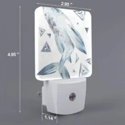 Night Light Set Of 2, A Blue And White Whale With A Triangle On Its Side. 3 Night Light Set Of 2, A Blue And White Whale With A Triangle On Its Side. -Pattern Night Light 0b30f0439fa38a21e8523c9514d3c43feb183036