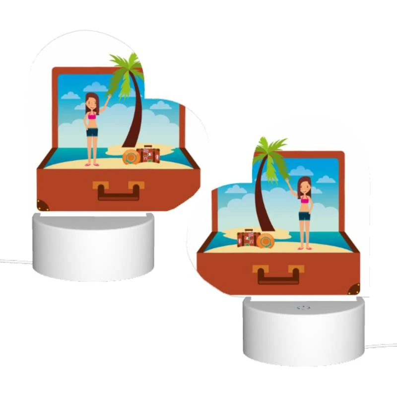 Love Acrylic Night Light, A woman is standing on a beach with a suitcase and a palm tree. Love Acrylic Night Light, A Woman Is Standing On A Beach With A Suitcase And A Palm Tree. -Pattern Night Light 0b7c00ee79a8090ac5da6c3015f85deecf9d73de