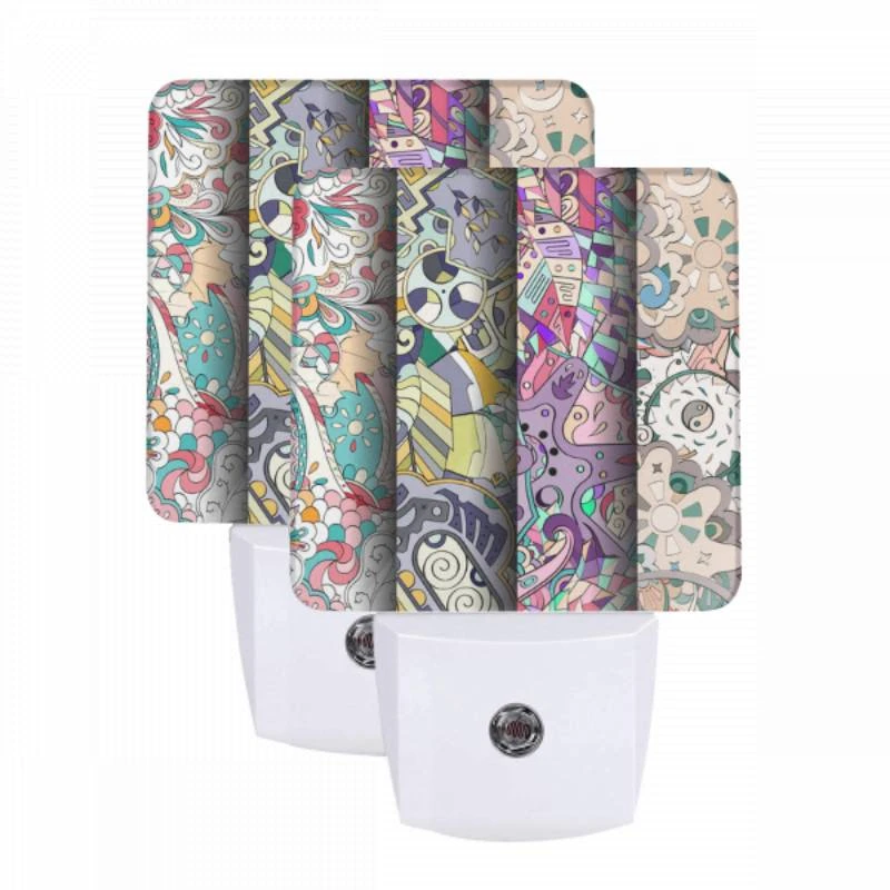 Night Light Set of 2, Four colorful designs are displayed in a row. Night Light Set Of 2, Four Colorful Designs Are Displayed In A Row. -Pattern Night Light 0bf55757f29f975a7539901ad83b6d6f3d4e9610