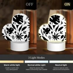 Love Acrylic Night Light, A Black And White Image Of A Leafy Plant. 4 Love Acrylic Night Light, A Black And White Image Of A Leafy Plant. -Pattern Night Light 0bfc34421a7ce2e7faf61b006efce7a8d529d84d