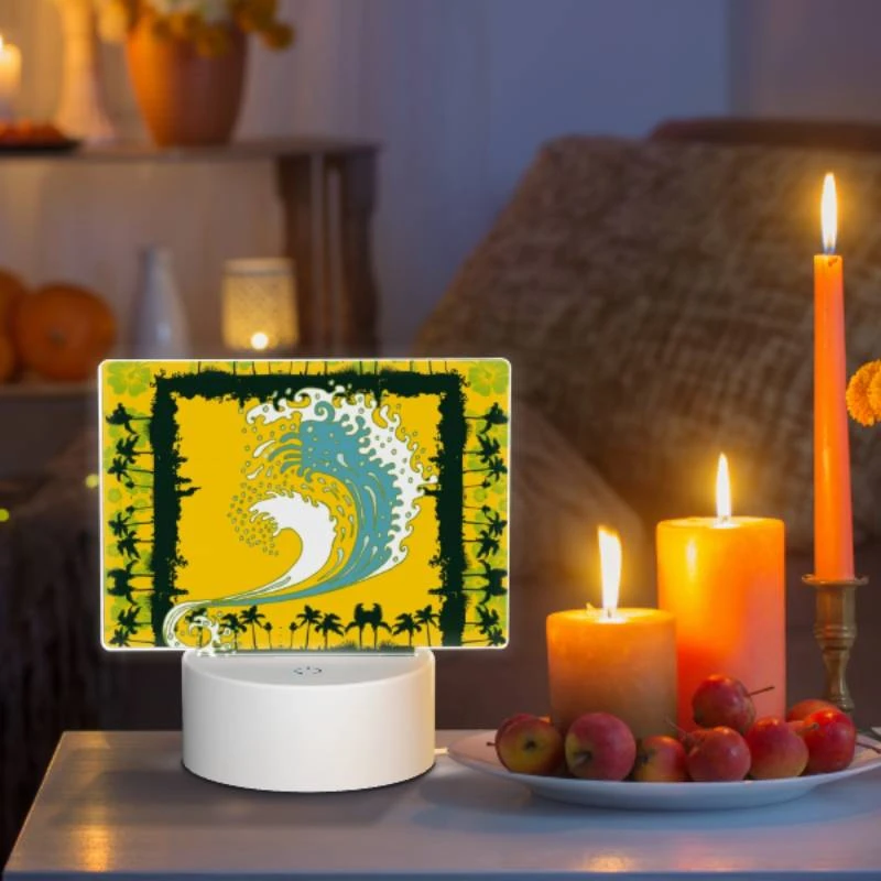 Rectangular Acrylic Night Light, A yellow and blue surfboard with a wave on it. Rectangular Acrylic Night Light, A Yellow And Blue Surfboard With A Wave On It. -Pattern Night Light 0c0ed4c0353e62f30ba3485465de6c29e641a328