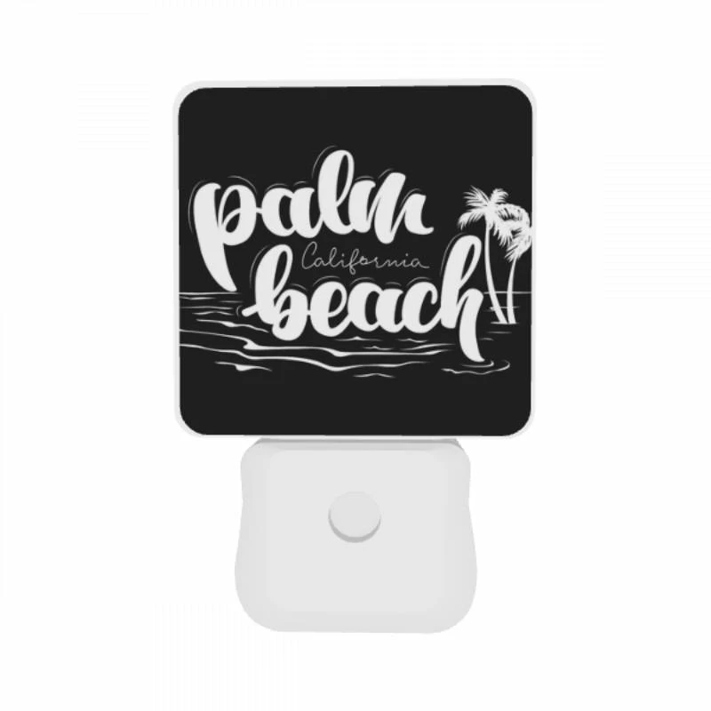 Night Light Set of 2, A white and black sign that says "PALM CALIFORNIA". Night Light Set Of 2, A White And Black Sign That Says "PALM CALIFORNIA". -Pattern Night Light 0c1ee272f14d23706b9d30f1e9482eed4de66520