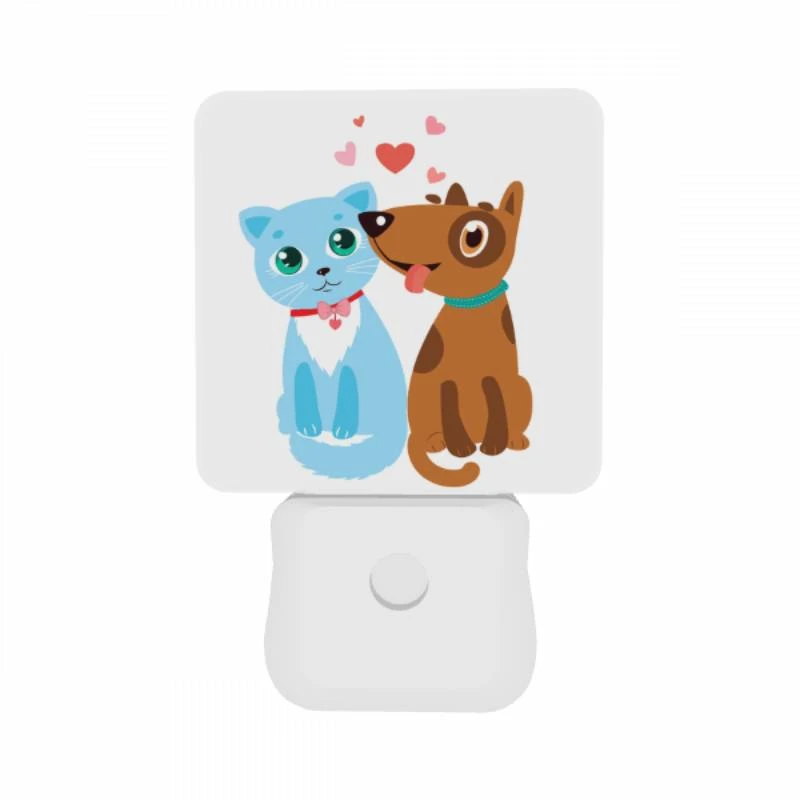 Night Light Set of 2, A blue cat and a brown dog are sitting next to each other. Night Light Set Of 2, A Blue Cat And A Brown Dog Are Sitting Next To Each Other. -Pattern Night Light 0e9d0d011da45758e9732f0d13bde6e4b1bbf148