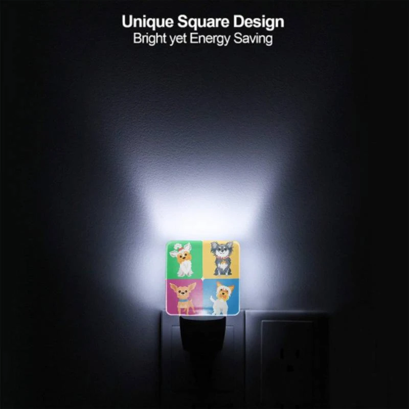 Night Light, Four different colored dogs are shown in a square. Night Light, Four Different Colored Dogs Are Shown In A Square. -Pattern Night Light 0f0a343a15f42a40a3f15310487900e5bfba6a42