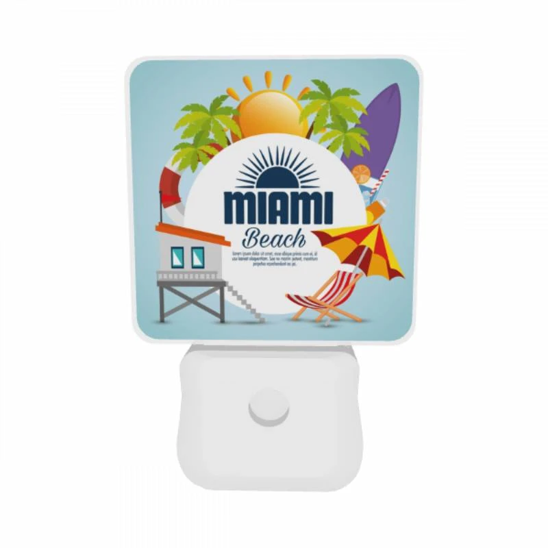 Night Light Set of 2, A colorful advertisement for Miami Beach. Night Light Set Of 2, A Colorful Advertisement For Miami Beach. -Pattern Night Light 0f4995fb6a18d036693d8e2f4b685fe0c96d201c