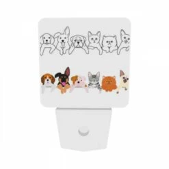 Night Light Set Of 2, A Row Of Different Colored Dogs And Cats. 8 Night Light Set Of 2, A Row Of Different Colored Dogs And Cats. -Pattern Night Light 0f761b27a59954c337ae5329ca343927751c5a2e