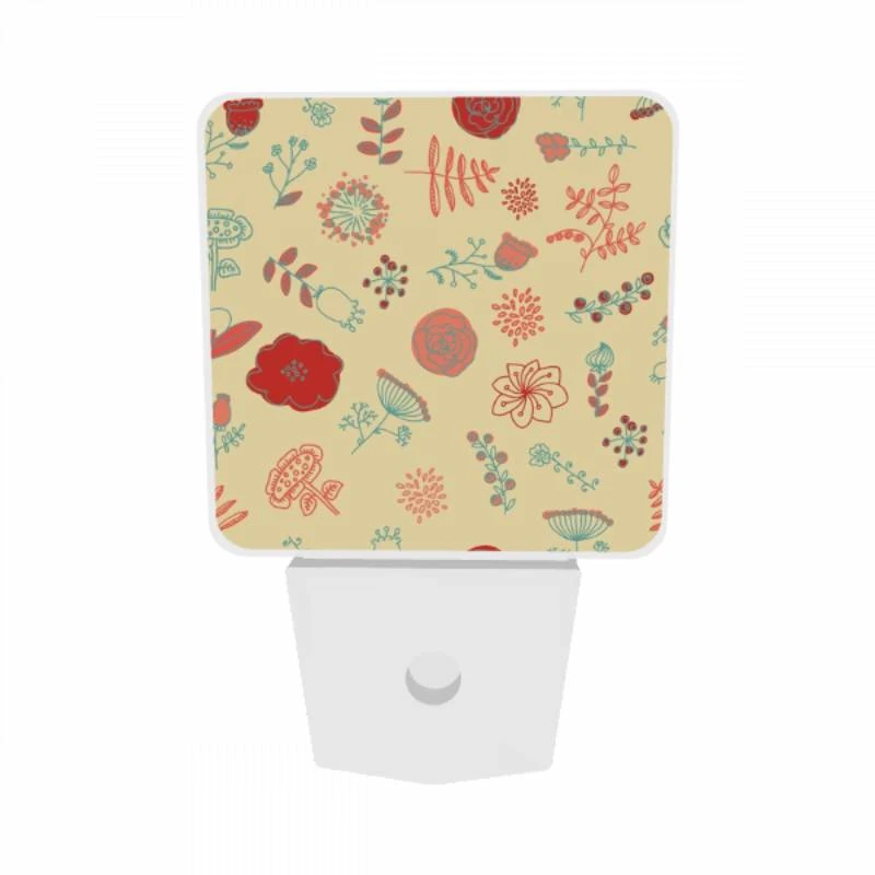 Night Light Set of 2, A colorful floral pattern with red Night Light Set Of 2, A Colorful Floral Pattern With Red -Pattern Night Light 1161c838e780fbf1b65dd38ebed0c93cafe5781e