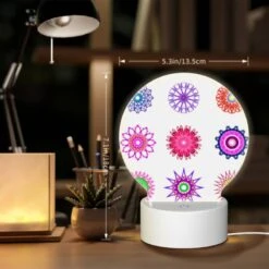 Round Acrylic Night Light, A Collection Of Colorful Flower Designs. 7 Round Acrylic Night Light, A Collection Of Colorful Flower Designs. -Pattern Night Light 11643d8fa71a4d7a69dec5899a9367e83e29b610