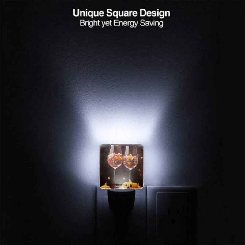 Night Light Set of 2, Two wine glasses filled with candy and a pumpkin. Night Light Set Of 2, Two Wine Glasses Filled With Candy And A Pumpkin. -Pattern Night Light 11a24bfe64ce5ca7bb483031ec0a165e48121c5d